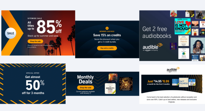 audible sale banners