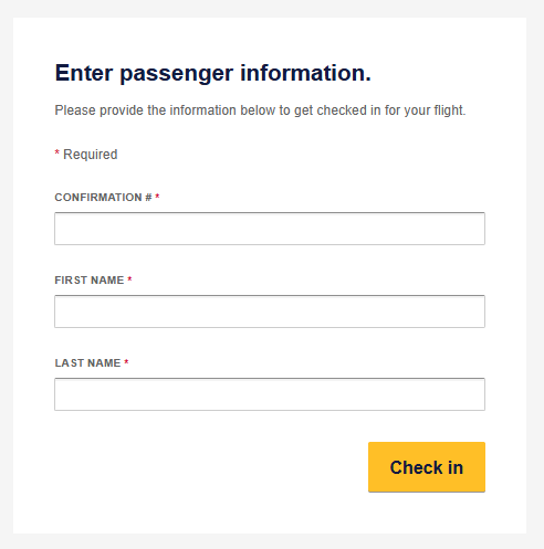 Southwest check in page