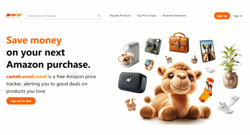 camelcamelcamel.com home screen