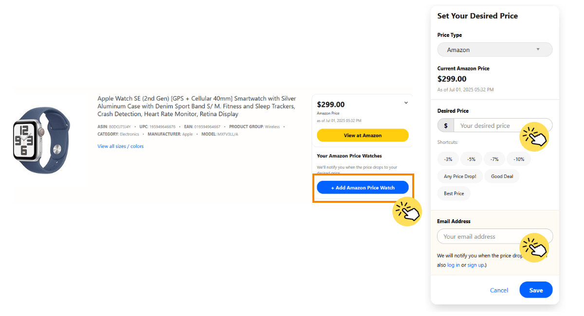 set your desired price